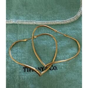 Tiffany Co 18k Yel Gold Elsa Peretti Open Love Loving Heart Hoop Earrings 9.42g